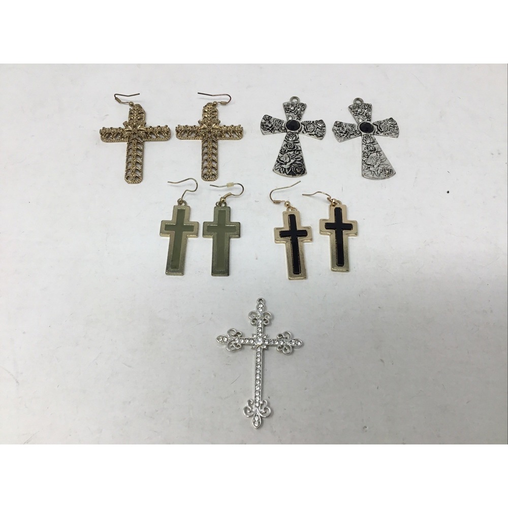 Variety Cross Dangly Necklaces And Pendents Silver Plated & Gold Plated